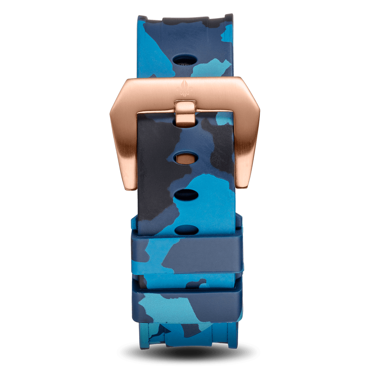 Blue Camo Strap With Rose Gold Buckle, Ralph Christian watch strap