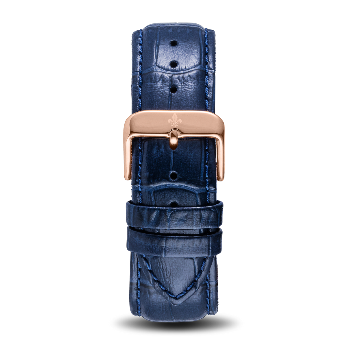 Blue Croc Pattern Leather Strap With Rose Gold Buckle, Ralph Christian watch strap