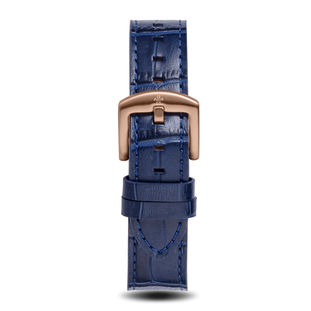 Blue Croc Pattern Leather Strap With Rose Gold Buckle - Prague Deluxe, Ralph Christian watch strap