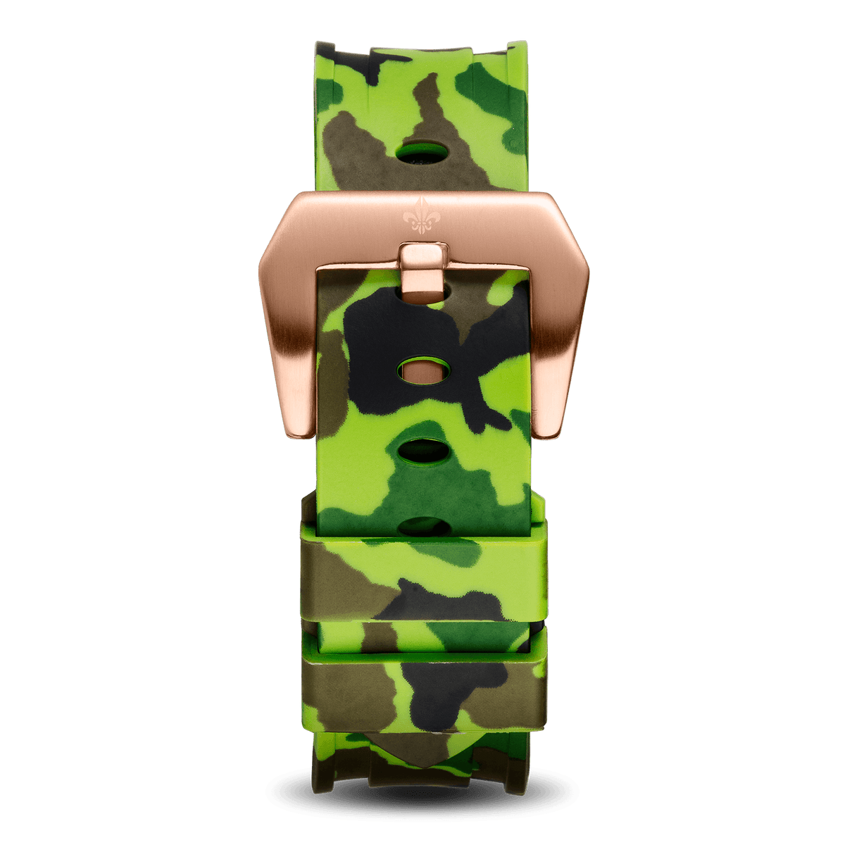 Green Camo Strap With Rose Gold Buckle, Ralph Christian watch strap