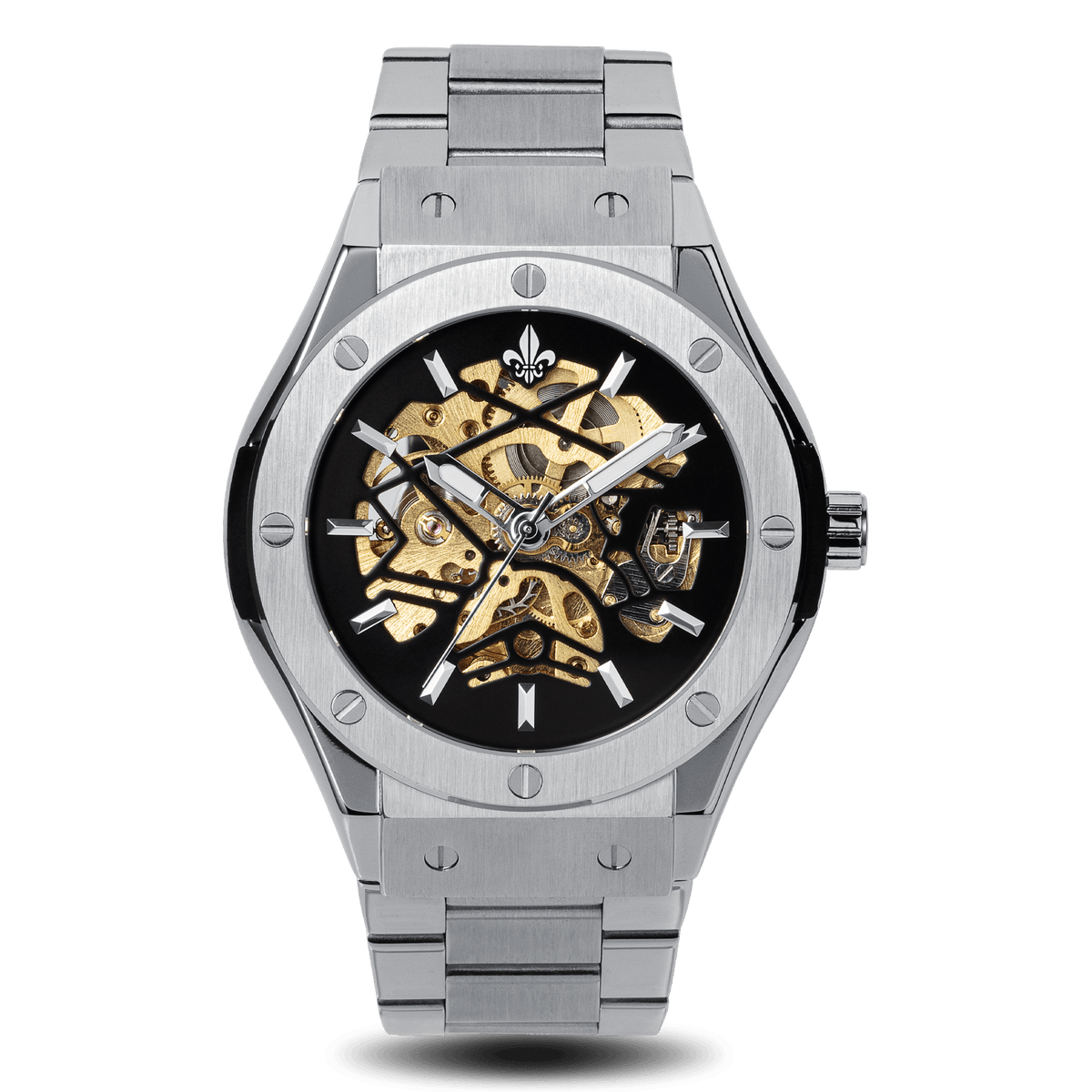 Prague Skeleton Automatic Deluxe - Silver + Silver Link Strap, Ralph Christian watch