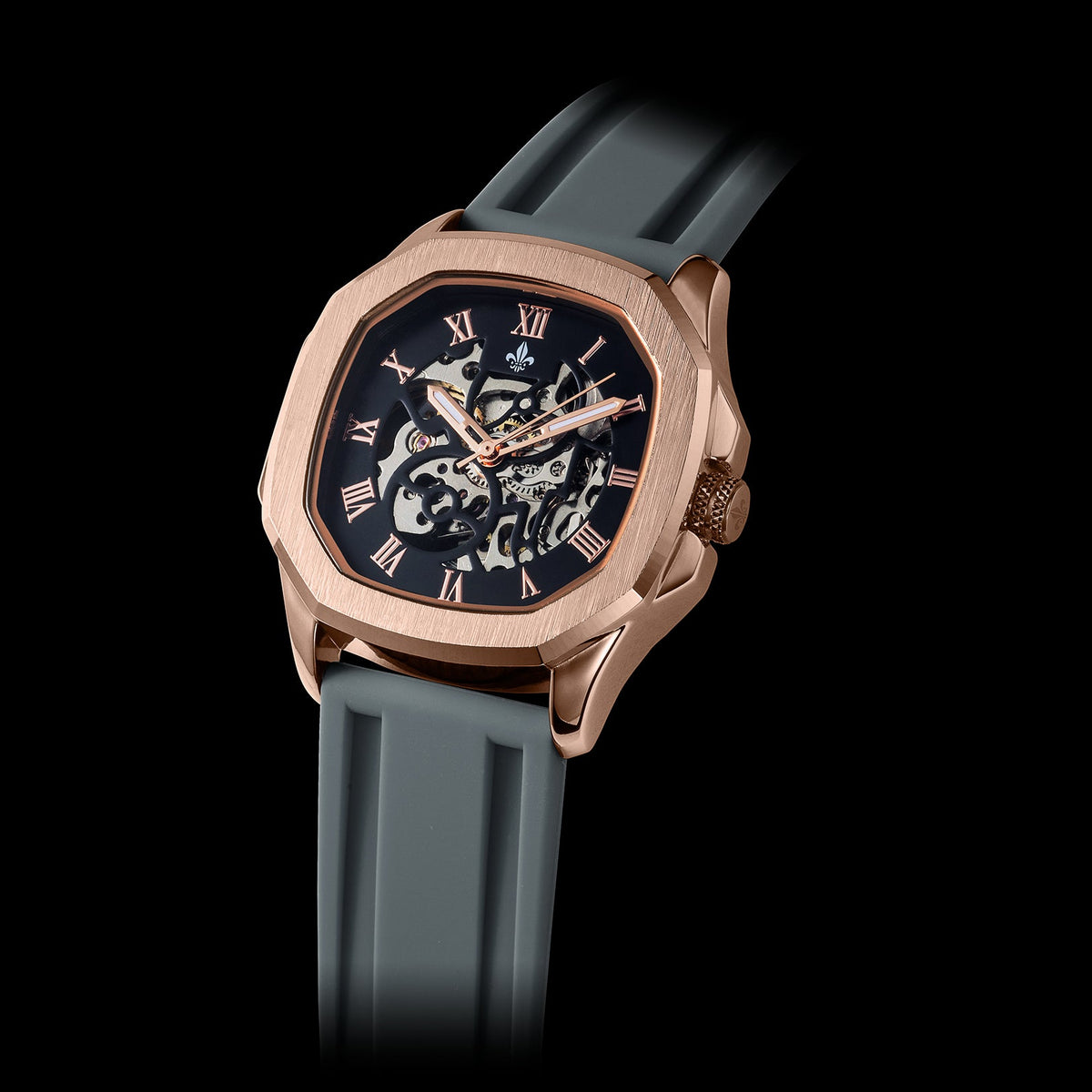Grey Silicone Strap With Rose Gold Buckle