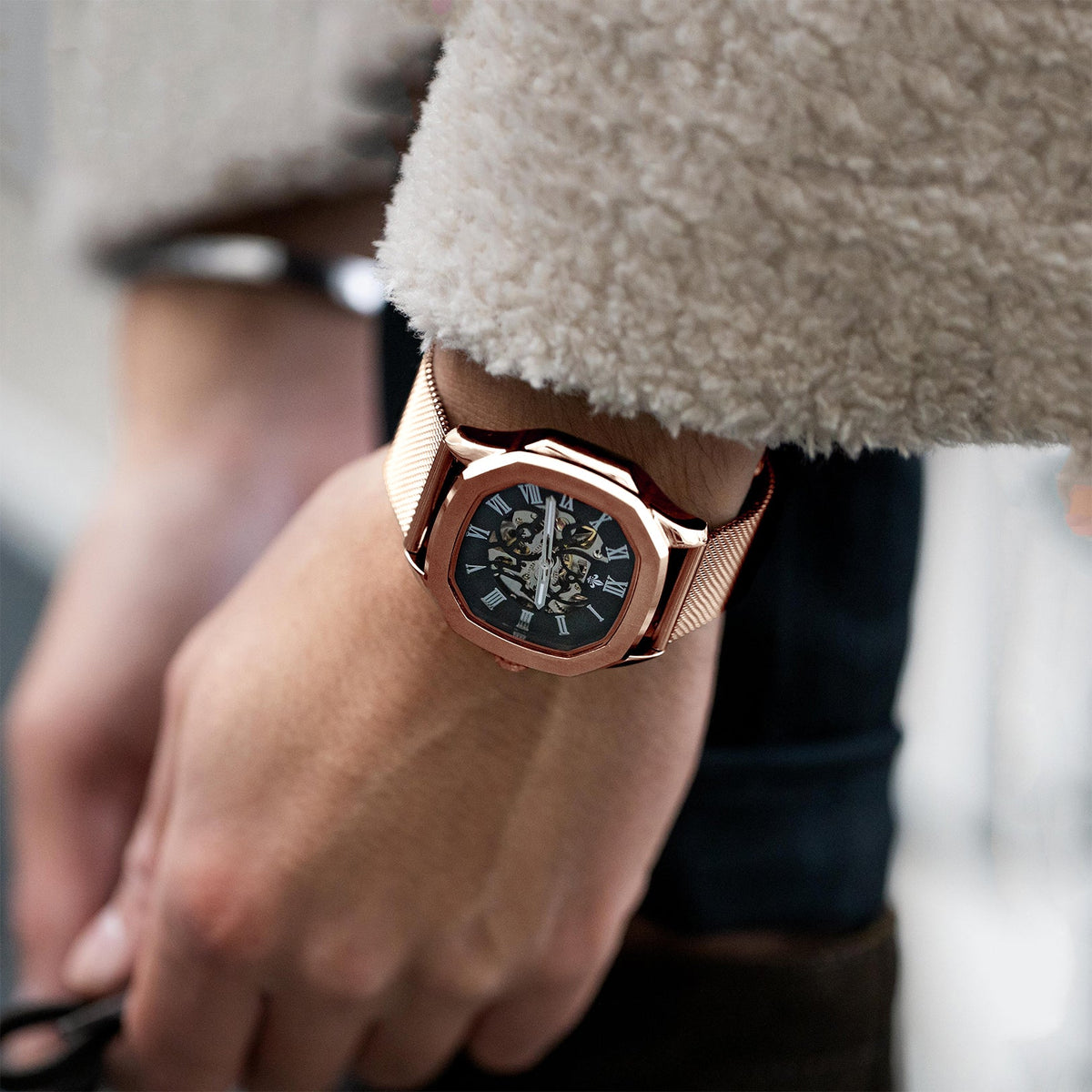 The Avalon Rose Gold + Rose Gold Mesh Strap