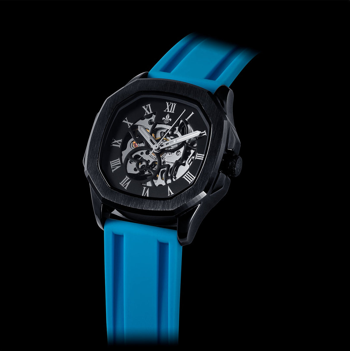 Blue Silicone Strap With Silver Buckle