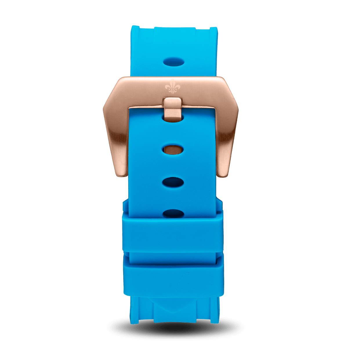 Blue Silicone Strap With Rose Gold Buckle, Ralph Christian watch strap