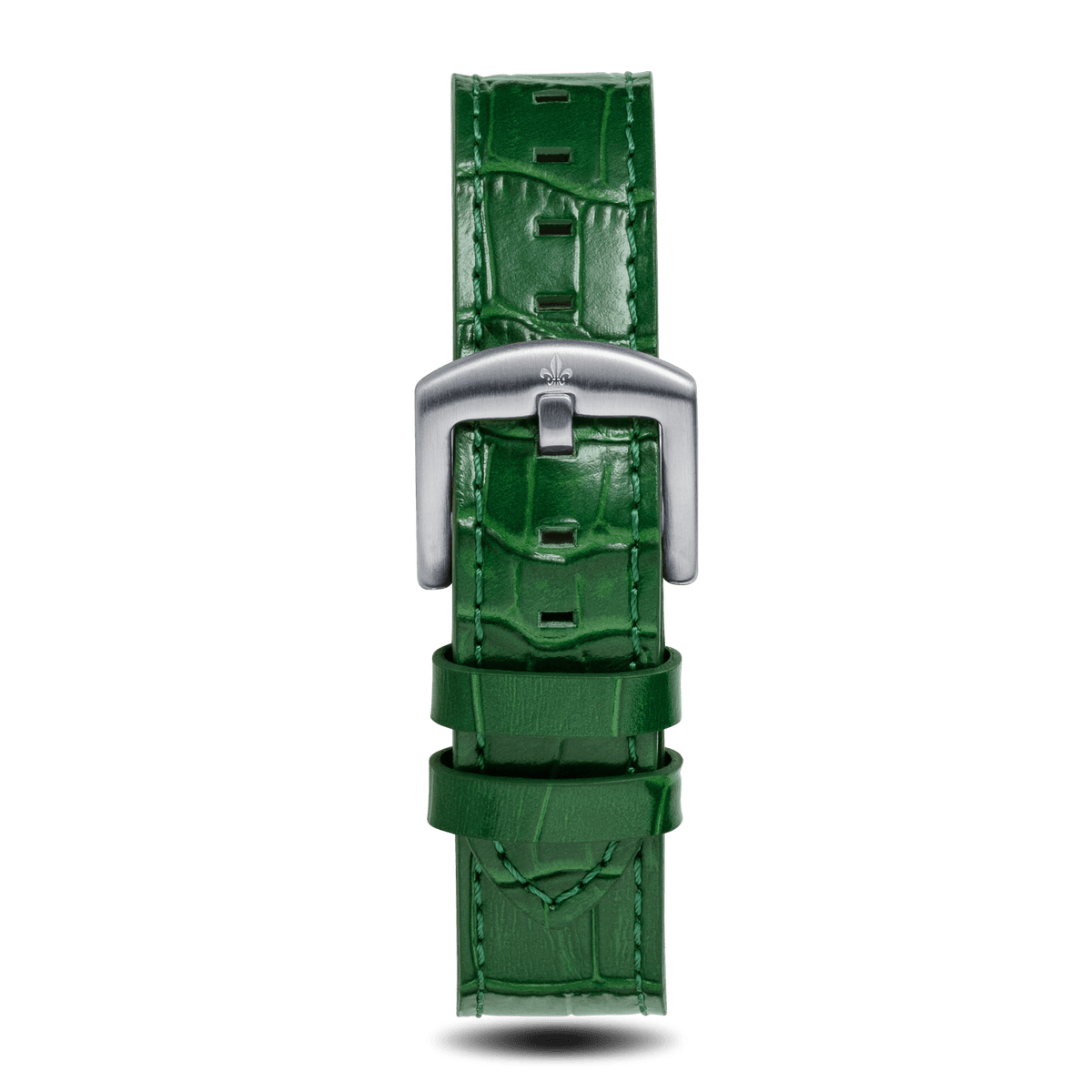 Green Croc Pattern Leather Strap With Silver Buckle - Prague Deluxe, Ralph Christian watch strap