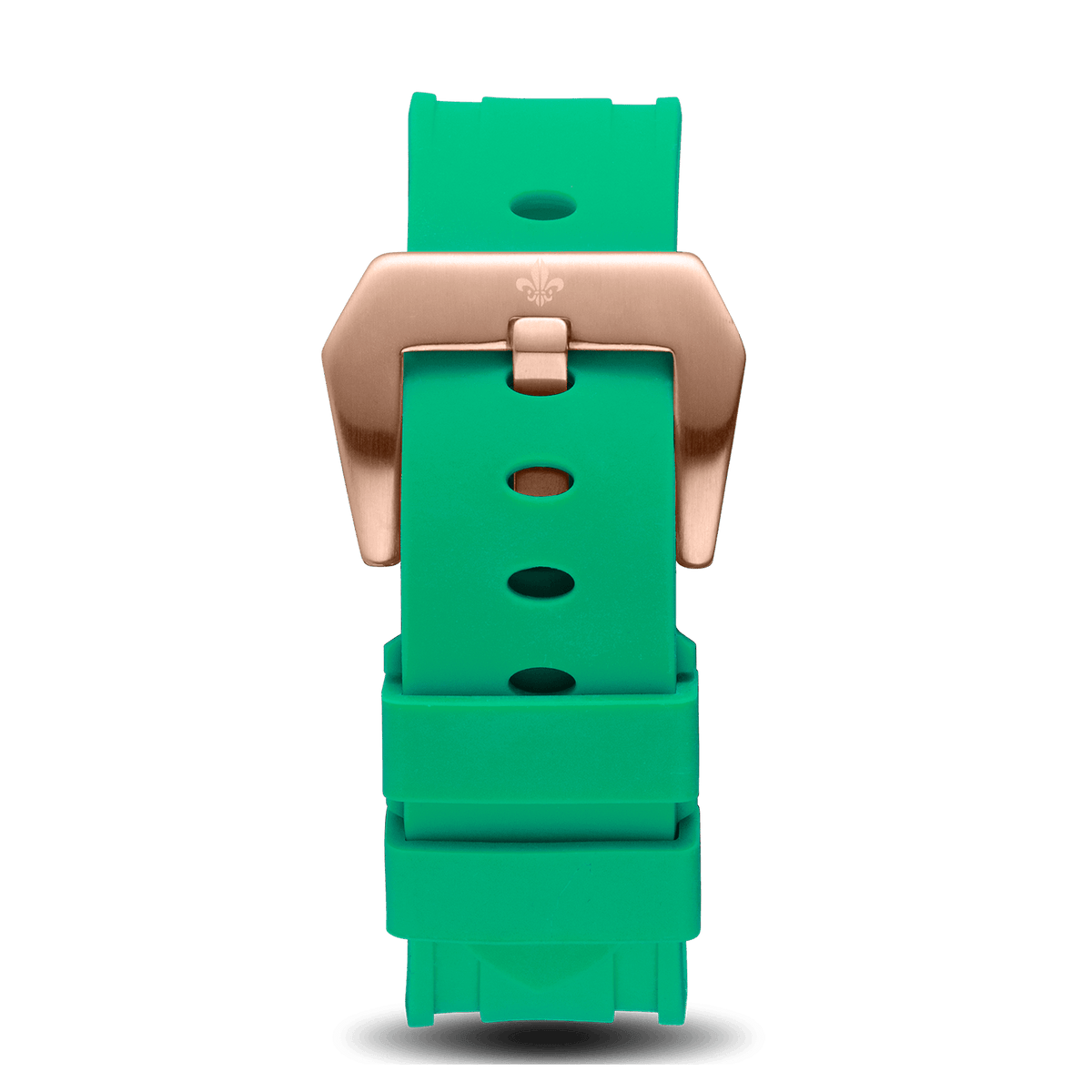Green Silicone Strap With Rose Gold Buckle, Ralph Christian watch strap