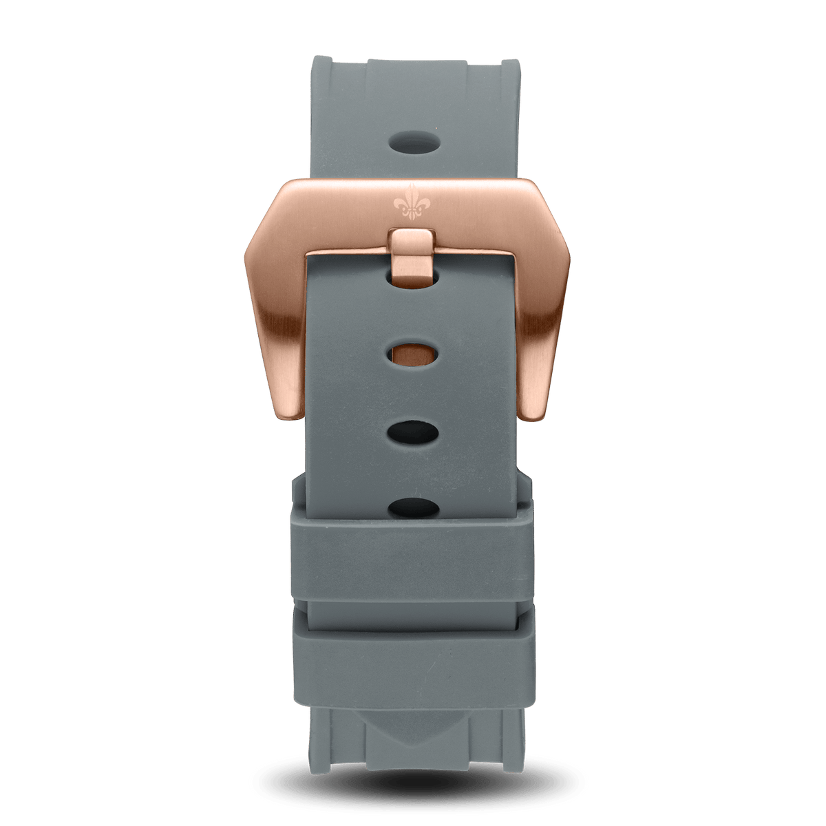 Grey Silicone Strap With Rose Gold Buckle, Ralph Christian watch strap