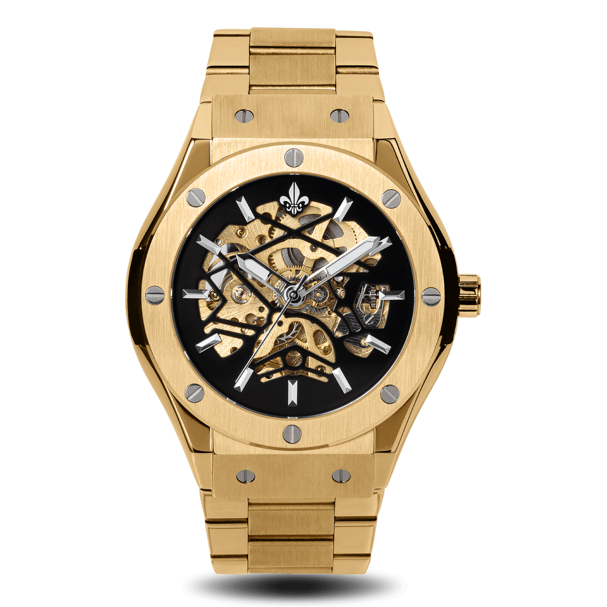 Prague Skeleton Automatic Deluxe - Gold + Gold Link Strap, Ralph Christian watch