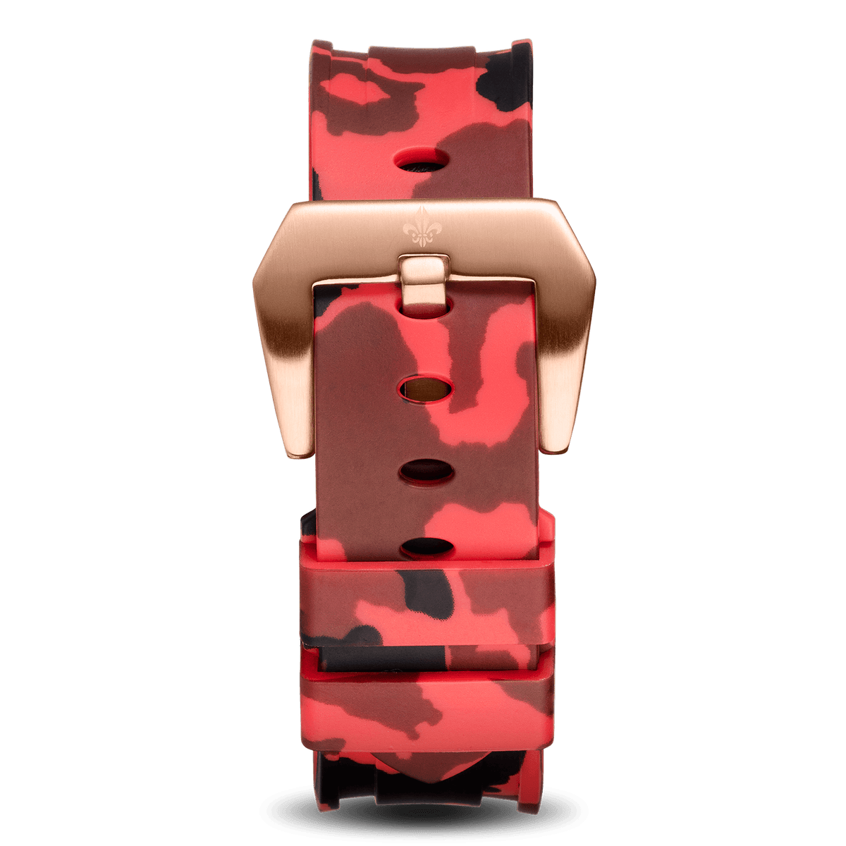 Red Camo Strap With Rose Gold Buckle, Ralph Christian watch strap