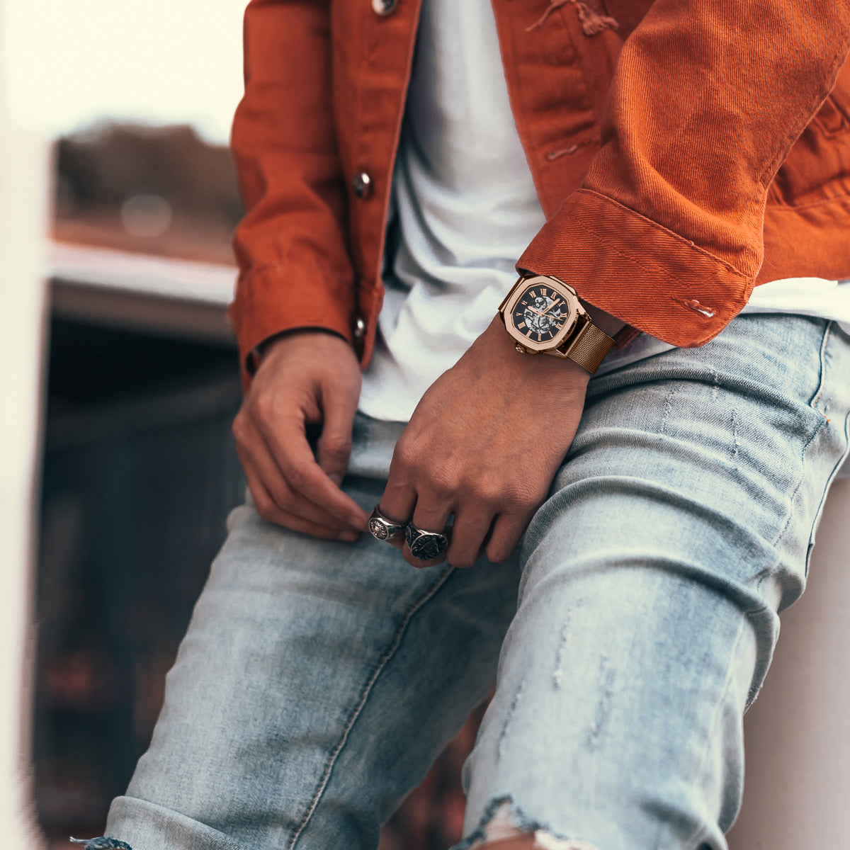 The Avalon Rose Gold + Rose Gold Mesh Strap