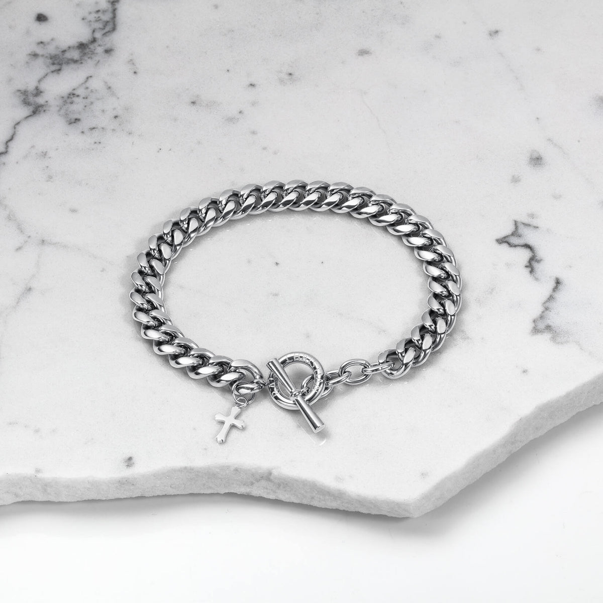 The Cross Pendant Bracelet - Silver
