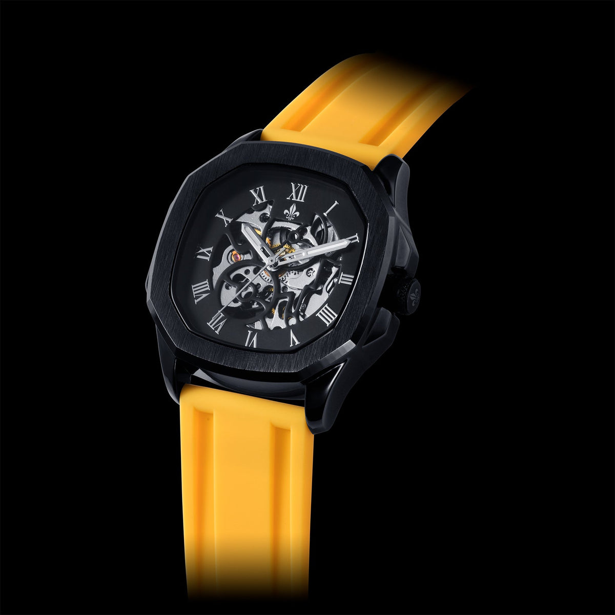 Yellow Silicone Strap With Rose Gold Buckle